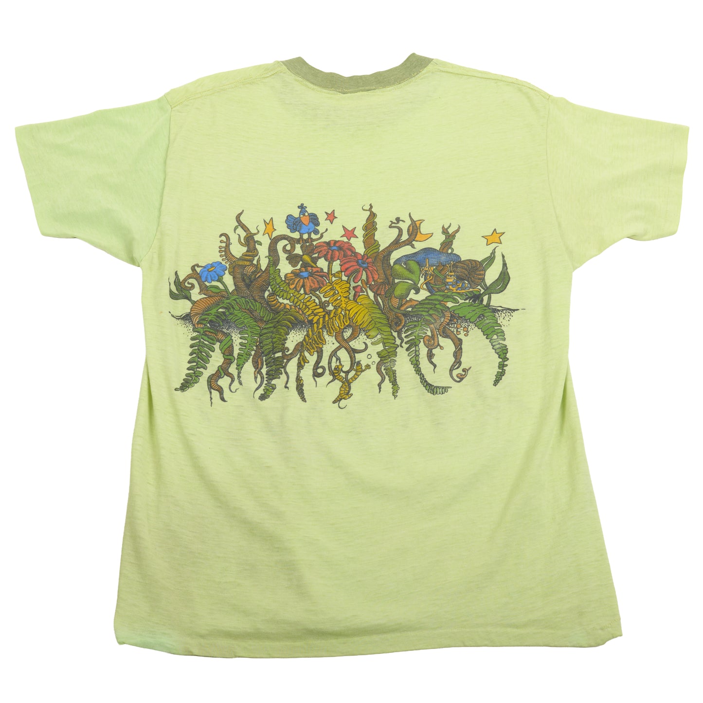 1970’s Lime Green Trippy Fauna & Critters “Surf” Tee